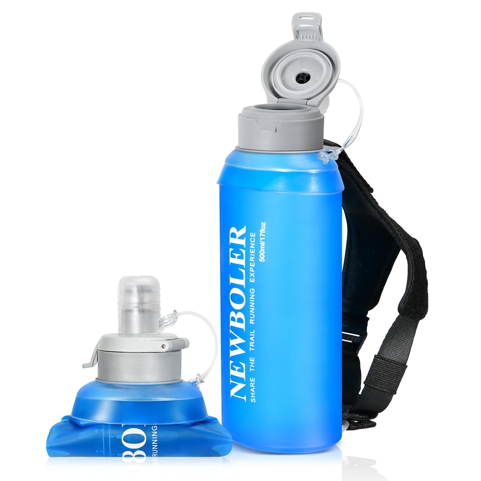 NEWBOLER 500ml Handheld Running Water Bottle Soft Flask, BPA-Free